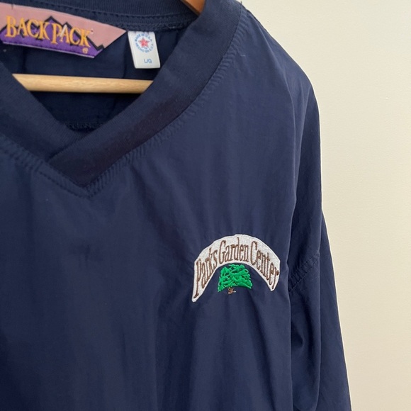 Vintage 90s Navy Blue Men's Nylon Shell Sweatshirt style with v neck - Picture 3 of 4